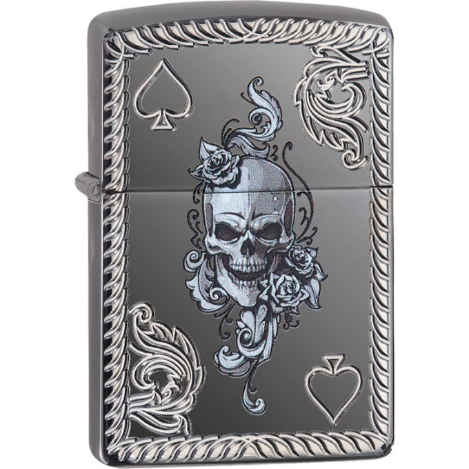 Zippo Armor 29666 Black Ice — орнамент «туз пик»